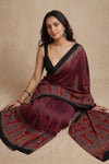Mitti Ke Rang ~ Ajrakh Handblock Printed Modal Silk Saree in Red
