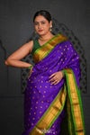 Virasat ~ Handloom Pure Silk Maharani Paithani with Maharani Pallu in Purple Green