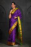 Virasat ~ Handloom Pure Silk Maharani Paithani with Maharani Pallu in Purple Green