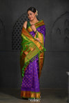 Virasat ~ Handloom Pure Silk Maharani Paithani with Maharani Pallu in Purple Green