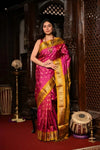 Virasat ~ Handloom Pure Silk Maharani Paithani with Maharani Pallu in Rose Pink