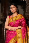 Virasat ~ Handloom Pure Silk Maharani Paithani with Maharani Pallu in Rose Pink
