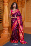 Virasat ~ Handloom Pure Silk Maharani Paithani with Maharani Pallu in Wine Pink