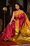 Virasat ~ Handloom Pure Silk Maharani Paithani with Maharani Pallu in Rose Pink