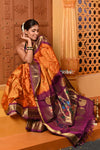 Rajsi ~ Handloom Pure Silk Maharani Paithani with Maharani Pallu in Orange Wine