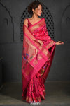 Rajsi ~ Handloom Pure Silk Maharani Paithani with Maharani Pallu in Pink Rose