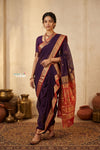 Peshwai That  ~ Handloom Pure Cotton Royal Nauvari Saree in Violet