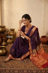 Peshwai That  ~ Handloom Pure Cotton Royal Nauvari Saree in Violet