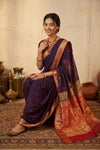Peshwai That  ~ Handloom Pure Cotton Royal Nauvari Saree in Violet