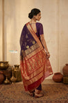 Peshwai That  ~ Handloom Pure Cotton Royal Nauvari Saree in Violet