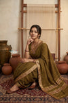 Peshwai That  ~ Handloom Pure Cotton Royal Nauvari Saree in Leaf Green