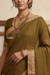 Peshwai That  ~ Handloom Pure Cotton Royal Nauvari Saree in Leaf Green