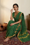 Peshwai That  ~ Handloom Pure Cotton Royal Nauvari Saree in Serene Green