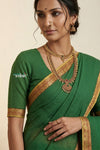 Peshwai That  ~ Handloom Pure Cotton Royal Nauvari Saree in Serene Green