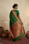 Peshwai That  ~ Handloom Pure Cotton Royal Nauvari Saree in Royal Green