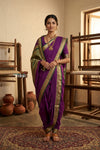 Peshwai That  ~ Handloom Pure Cotton Royal Nauvari Saree in Infinite Purple