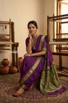 Peshwai That  ~ Handloom Pure Cotton Royal Nauvari Saree in Infinite Purple