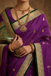 Peshwai That  ~ Handloom Pure Cotton Royal Nauvari Saree in Infinite Purple