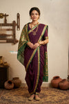 Peshwai That  ~ Handloom Pure Cotton Royal Nauvari Saree in Infinite Violet
