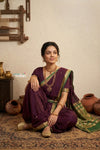 Peshwai That  ~ Handloom Pure Cotton Royal Nauvari Saree in Infinite Violet