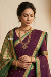Peshwai That  ~ Handloom Pure Cotton Royal Nauvari Saree in Infinite Violet