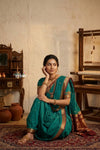 Peshwai That  ~ Handloom Pure Cotton Royal Nauvari Saree in Nascent Blue