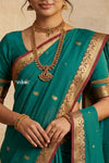 Peshwai That  ~ Handloom Pure Cotton Royal Nauvari Saree in Nascent Blue