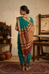 Peshwai That  ~ Handloom Pure Cotton Royal Nauvari Saree in Nascent Blue