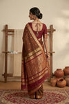 Peshwai That  ~ Handloom Pure Cotton Royal Nauvari Saree in Hazel Brown