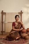 Peshwai That  ~ Handloom Pure Cotton Royal Nauvari Saree in Hazel Brown