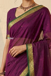 Peshwai That  ~ Handloom Pure Cotton Royal Nauvari Saree in Purple Pink
