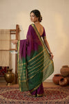 Peshwai That  ~ Handloom Pure Cotton Royal Nauvari Saree in Purple Pink