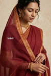 Peshwai That  ~ Handloom Pure Cotton Royal Nauvari Saree in Cerulean Red