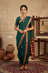 Peshwai That  ~ Handloom Pure Cotton Royal Nauvari Saree in Azure Blue