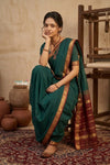 Peshwai That  ~ Handloom Pure Cotton Royal Nauvari Saree in Azure Blue