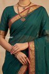 Peshwai That  ~ Handloom Pure Cotton Royal Nauvari Saree in Azure Blue