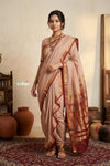 Peshwai That  ~ Handloom Pure Cotton Royal Nauvari Saree in Beige
