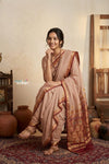 Peshwai That  ~ Handloom Pure Cotton Royal Nauvari Saree in Beige