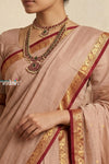 Peshwai That  ~ Handloom Pure Cotton Royal Nauvari Saree in Beige