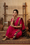 Peshwai That  ~ Handloom Pure Cotton Royal Nauvari Saree in Savor Pink