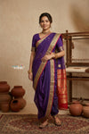 Peshwai That  ~ Handloom Pure Cotton Royal Nauvari Saree in Purple