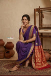 Peshwai That  ~ Handloom Pure Cotton Royal Nauvari Saree in Purple