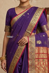 Peshwai That  ~ Handloom Pure Cotton Royal Nauvari Saree in Purple