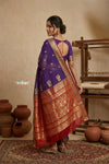 Peshwai That  ~ Handloom Pure Cotton Royal Nauvari Saree in Purple