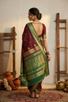 Peshwai That  ~ Handloom Pure Cotton Royal Nauvari Saree in Maroon