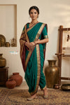 Peshwai That  ~ Handloom Pure Cotton Royal Nauvari Saree in Sea Green