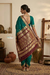 Peshwai That  ~ Handloom Pure Cotton Royal Nauvari Saree in Sea Green
