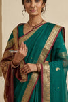 Peshwai That  ~ Handloom Pure Cotton Royal Nauvari Saree in Sea Green