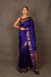 Aranya ~ Chandrakor Pure Silk Handloom Paithani with Parrot Floral Pallu in Royal Blue