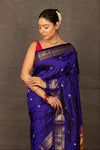 Aranya ~ Chandrakor Pure Silk Handloom Paithani with Parrot Floral Pallu in Royal Blue